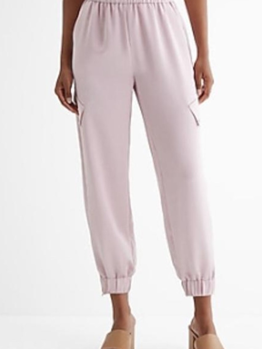 Express High Waisted Satin Cargo Joggers